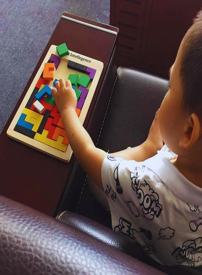 FUN4YOU-Wooden Intelligence Puzzles Toy for Kids 3+ | Educational Wooden Tetris Puzzle Brain Teaser Puzzle for Brain Development & Logical Thinking | Montessori Learning Toy-40 Pcs, Multi Color - Image 4